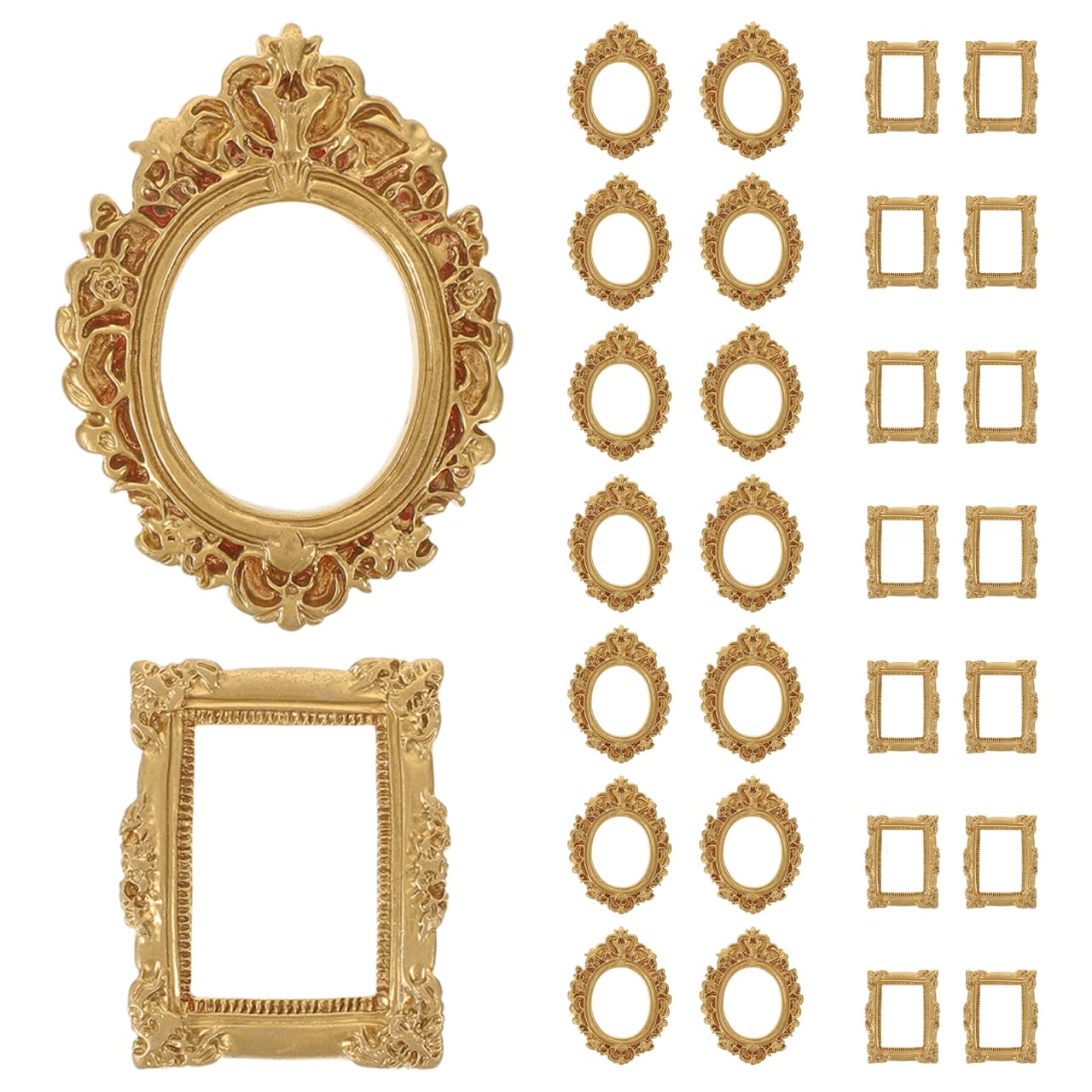 Alipis 30 Pcs Vintage Mini Photo Frames Set Gold Resin Miniature Picture Frames for Dollhouse Decoration Diy Craft Accessories for Home Decor and Jewelry Display