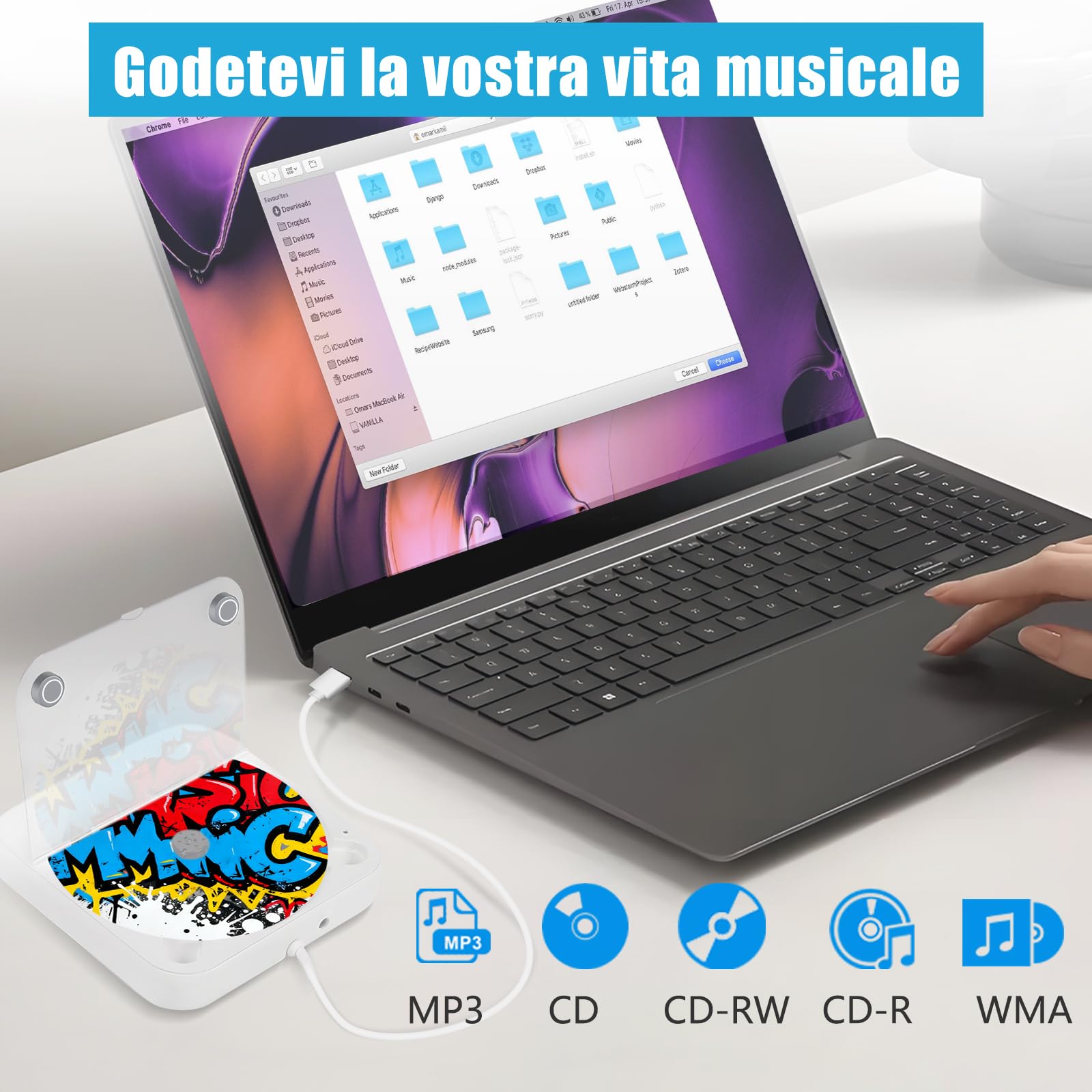Zewnętrzny samochodowy odtwarzacz CD ze złączem USB/AUX, Plug & Play