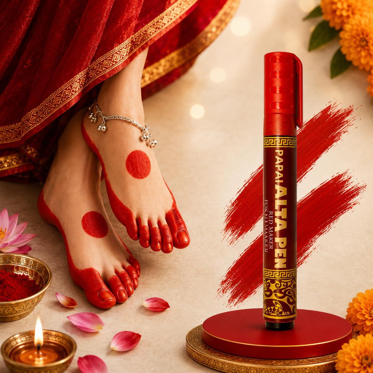 Red Alta Pen for Dance & Bridal Makeup - Waterproof Marker -2