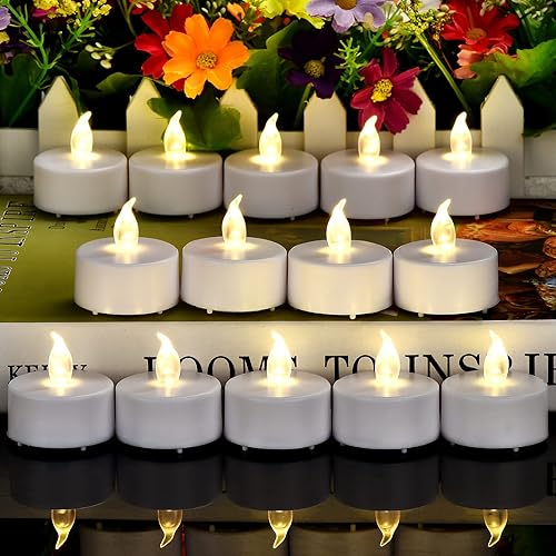 Miniatura 8 de Velas de té sin llama, paquete de 50 velas LED, realistas y brillantes, parpadeantes, de larga duración, 200 horas para festividades, fiestas,