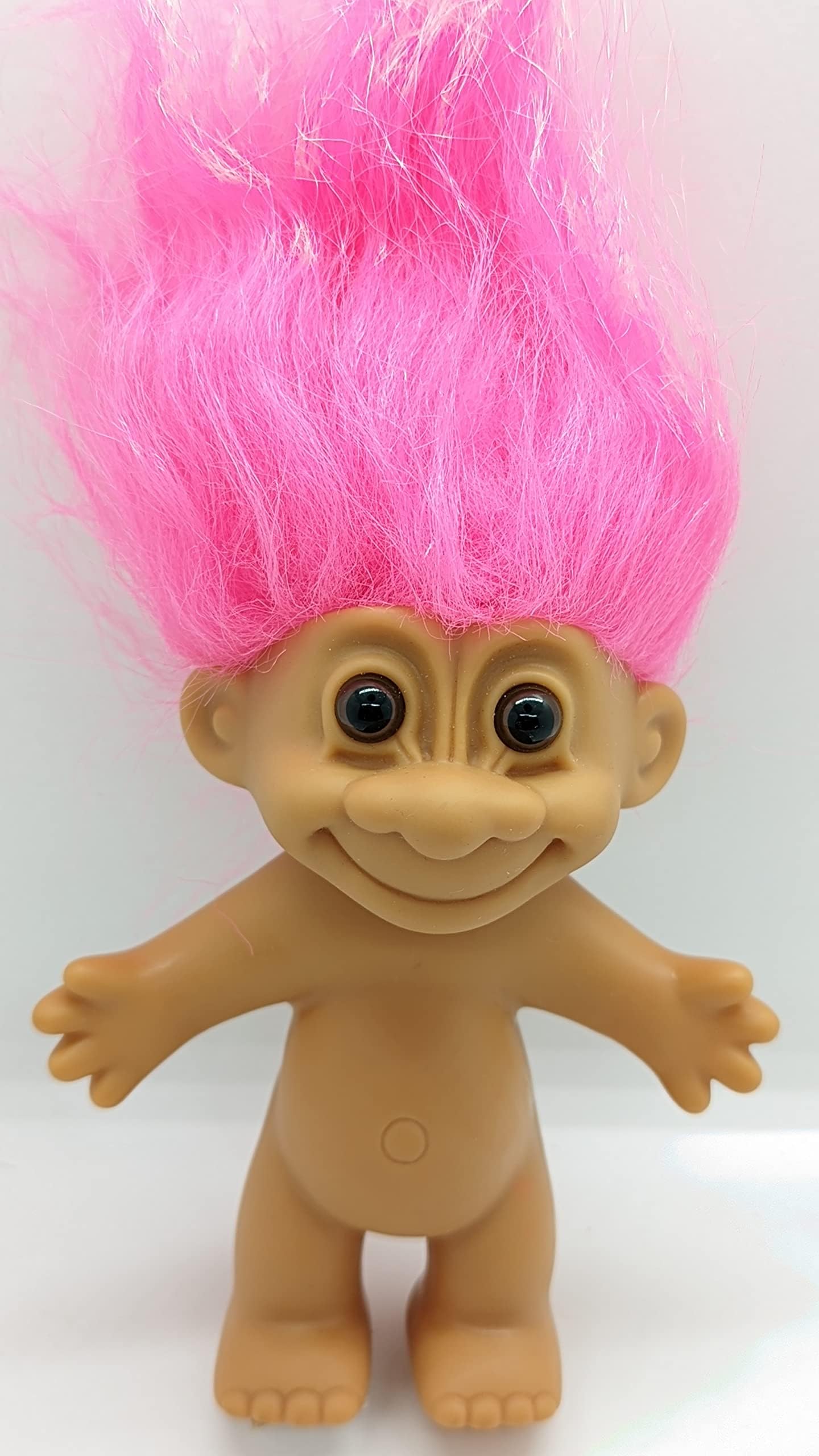 Magenta Pink Haired Troll Doll 4.5" Tall with Hair 6" Tall