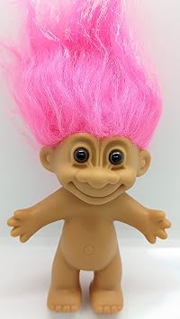 Russ Magenta Pink Haired Troll Doll 4.5" Tall with Hair 6" Tall