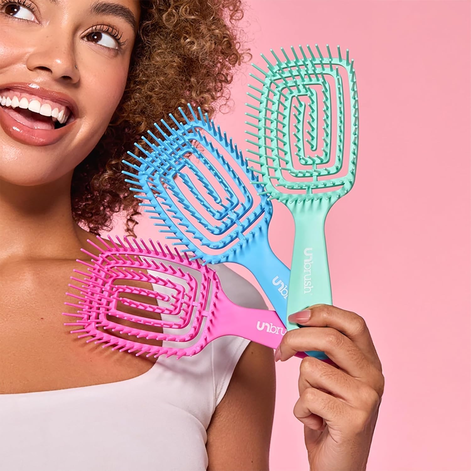 FHI Heat UNbrush Flex Detangling Brush — Ultra-Flexible, Pain-Free Hair Brush Detangler with DuoFlex Anti-Static Bristles for Removing Tangles, Massaging Scalp & Faster Styling - Pink - Image 7