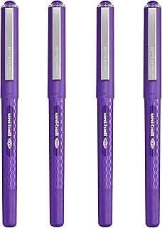 uni-ball UB-157D - Bolígrafos de tinta líquida (0,7 mm, 4 unidades), color violeta