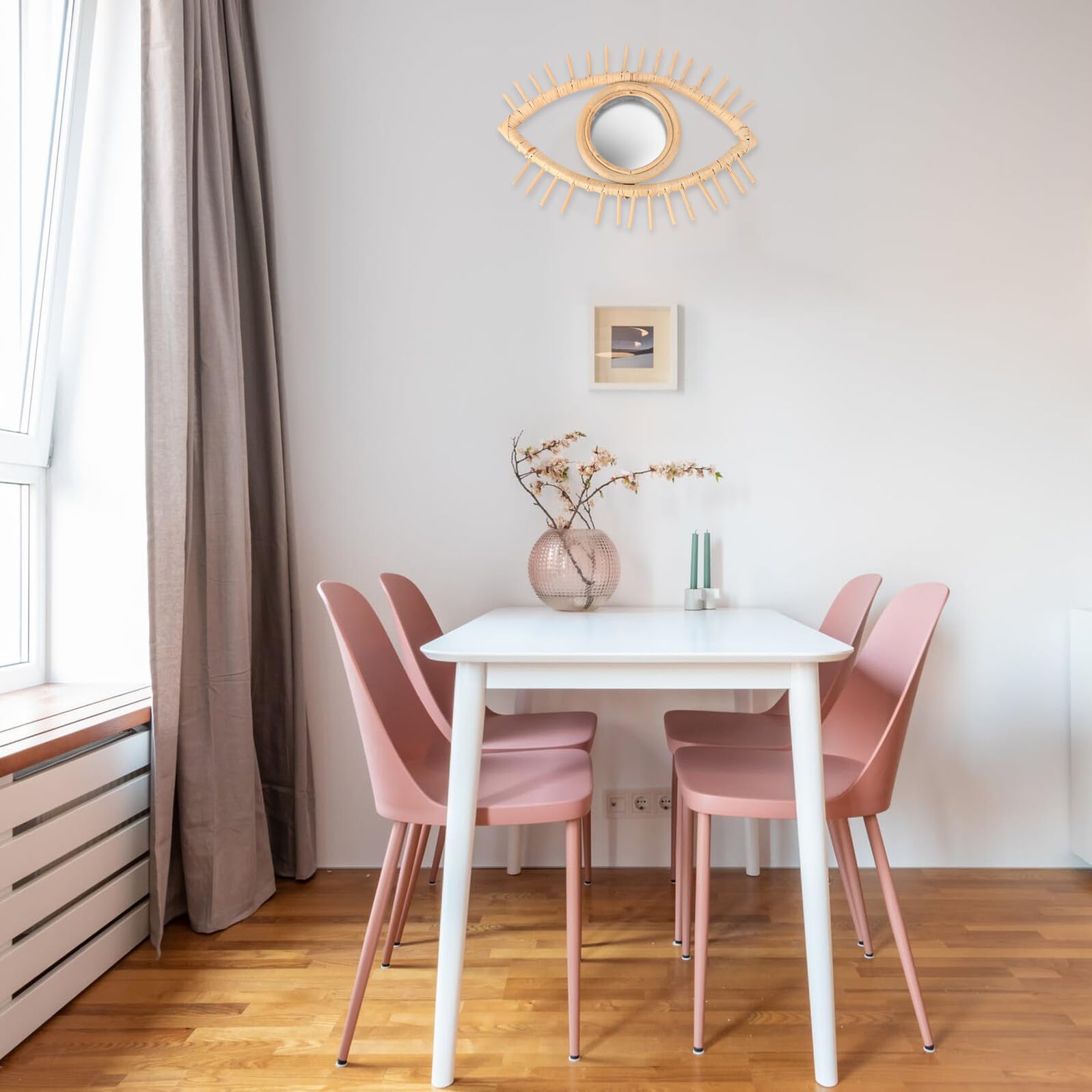 OUNONA Einzigartiger Wandspiegel im Nordischen Stil mit Holzrahmen und Acryl Dekorative Wandspiegel Dekoration für Wohnzimmer Langlebig und Praktisch