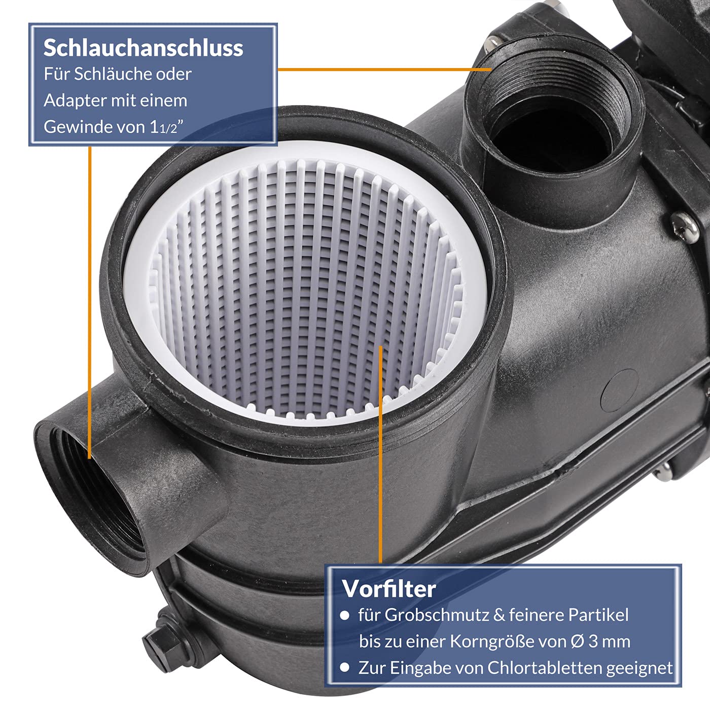 Monzana Pompa di filtraggio 9.960 l/h prefiltro Pompe per Piscina sistemi di filtraggio a Sabbia Altezza di Portata 9 m