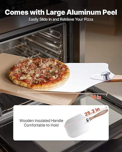 Miniatura 4 de VEVOR Piedra para pizza, 20 x 14 x 0.6 pulgadas, piedra rectangular para pizza de cordierita, piedra de cocción resistente al calor de 1450 °F, Beige