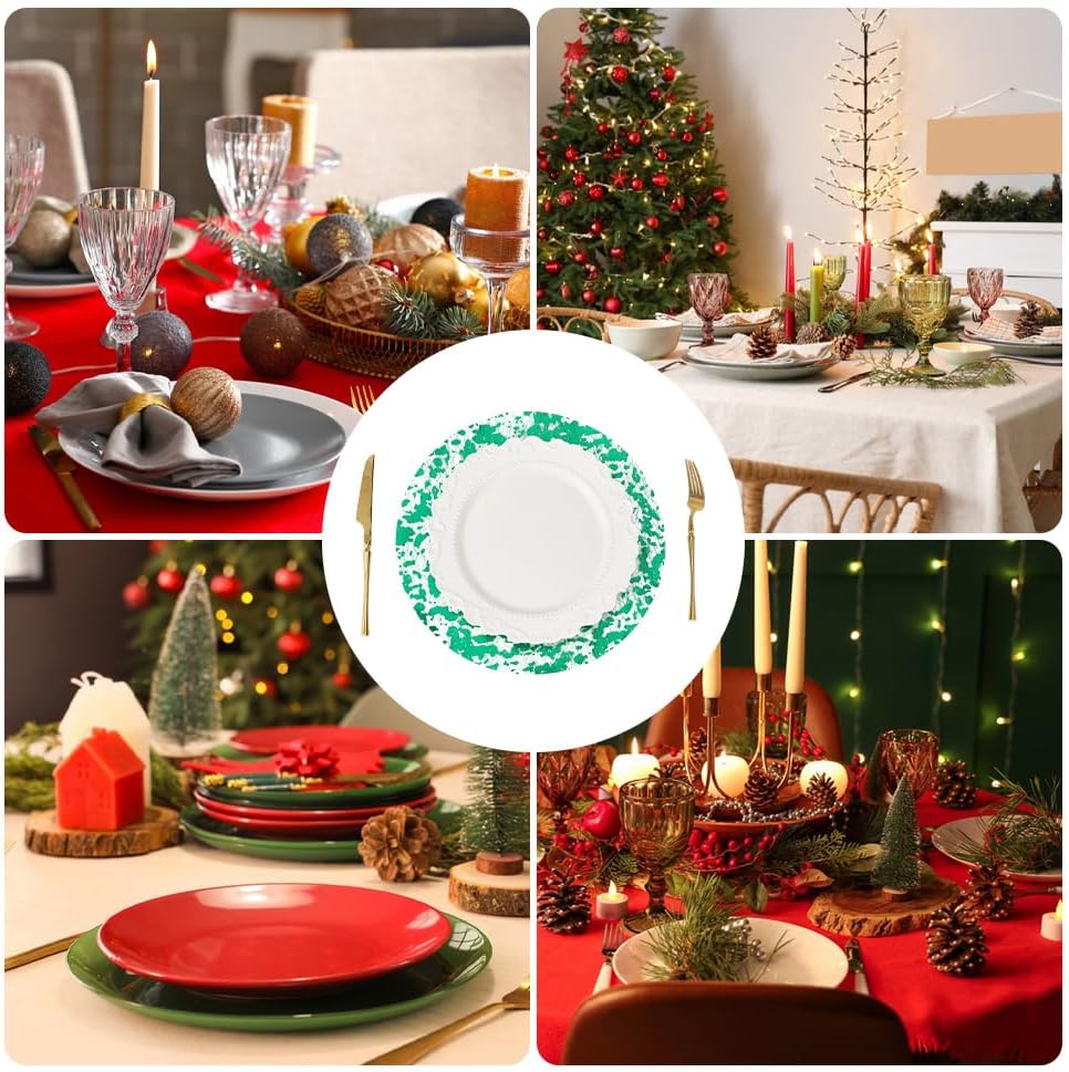 GORGECRAFT 16Pcs Green Foil Placemats Glitter Table Mats Round Mesh Pressed Placemat 33cm Luxury Dining Table Decor Decoration Centerpieces for Party Birthday Wedding Christmas New Years Festive image 5