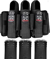 Vista 1 de Maddog Pro 3+2 - Paquete de cápsula de arnés de paintball con (3) cápsulas de paintball Bones de 150 rondas Expulsión de cápsulas Cinturón