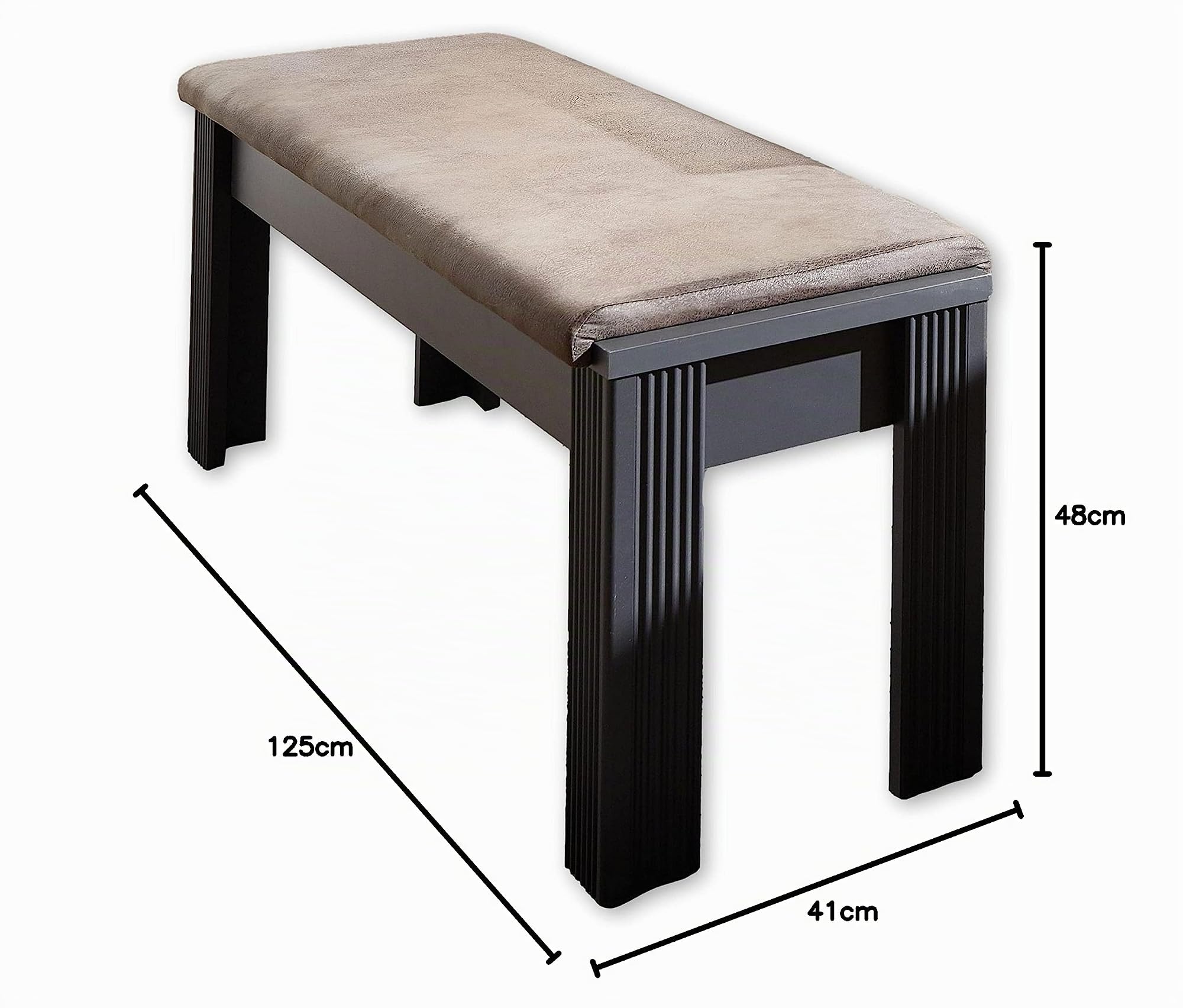 Stella Trading, JASMIN, Panca in similpelle, colore marrone, grafite, per soggiorno e sala da pranzo, stile rustico, 126 x 48 x 41 cm (larghezza x altezza x profondità)