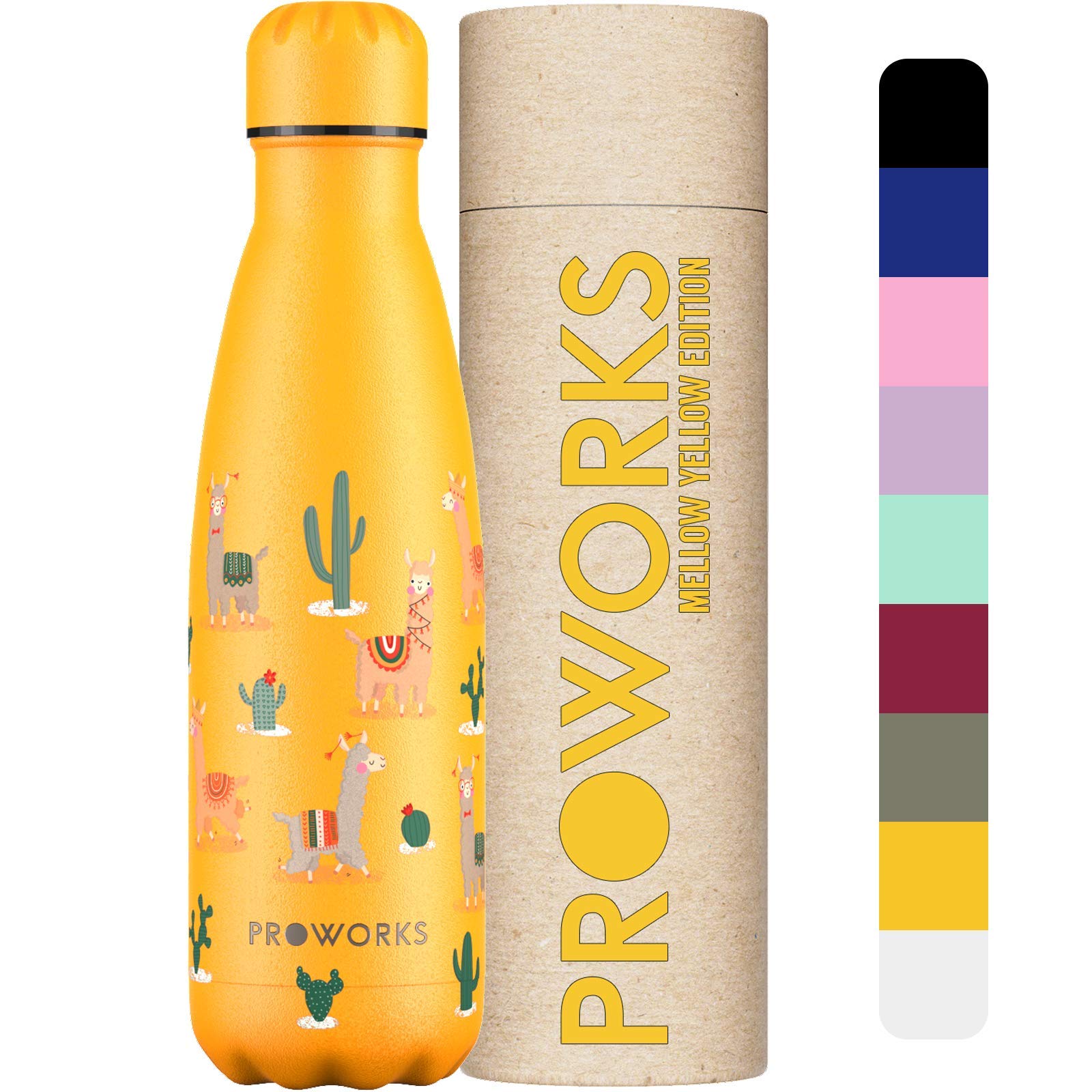 PROWORKS Insulated Water Bottle, BPA Free, Reusable Stainless Steel Water Bottle for 12 Hours Hot & Cold Hold Up to 24 Hours, for Sport, Gym, Travel - 500ml - Pink Daisy — view 23