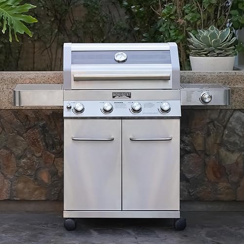 Miniatura 2 de Monument Grills Larger Convertible 4 Burner Natural Gas Grill Stainless Steel Cabinet Style Propane Grills, LED Controls,Side Burner(Without