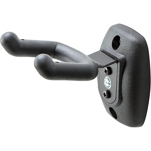K&M König & Meyer 16590.000.55 Ukulele / Mandolin / Banjo Wall Mount Holder | Flexible U Mount Hanger | Rubber Coated Support Arms | Sturdy Secure | German Made Black