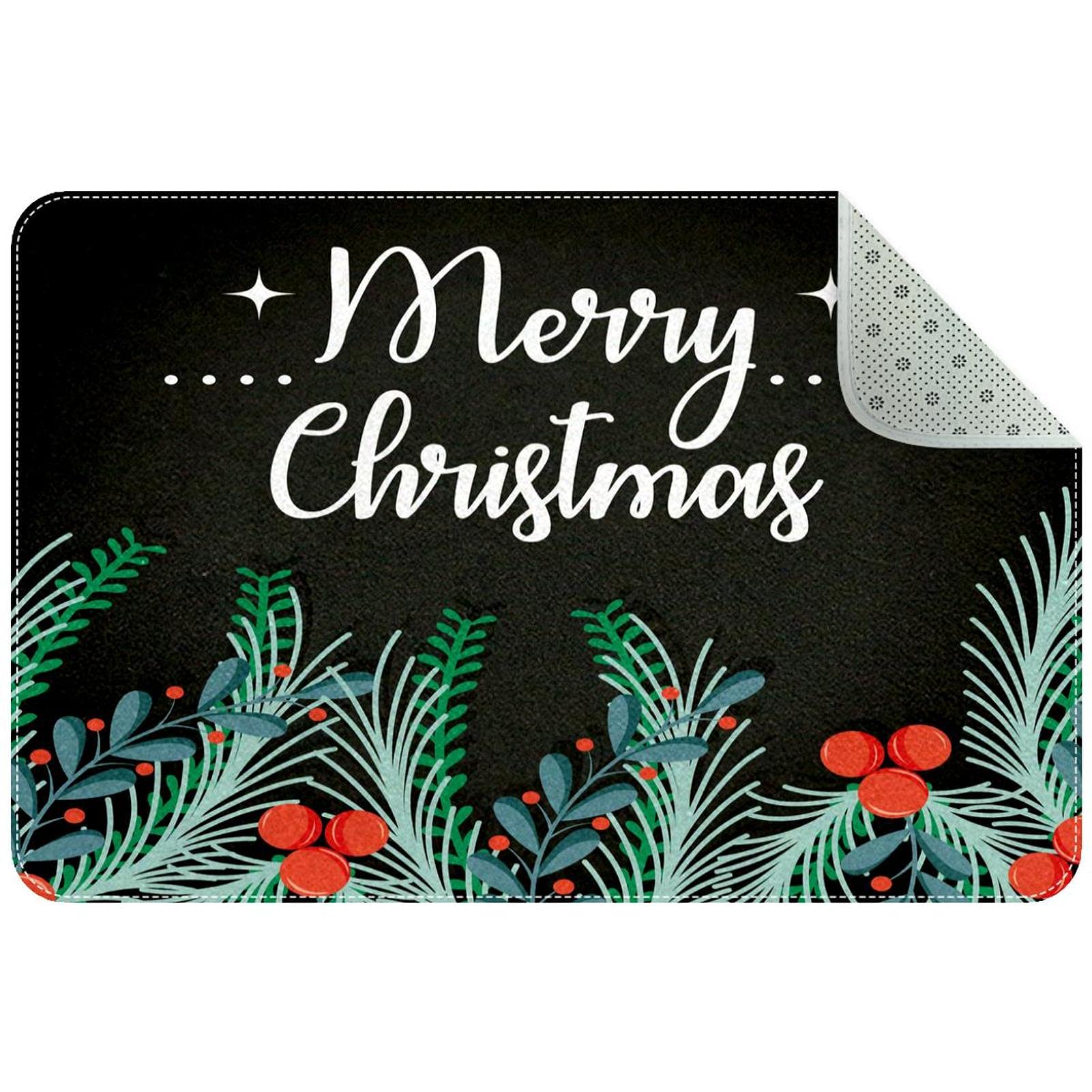 Tapis de porte Merry Christmas antidérapant et durable pour entrée