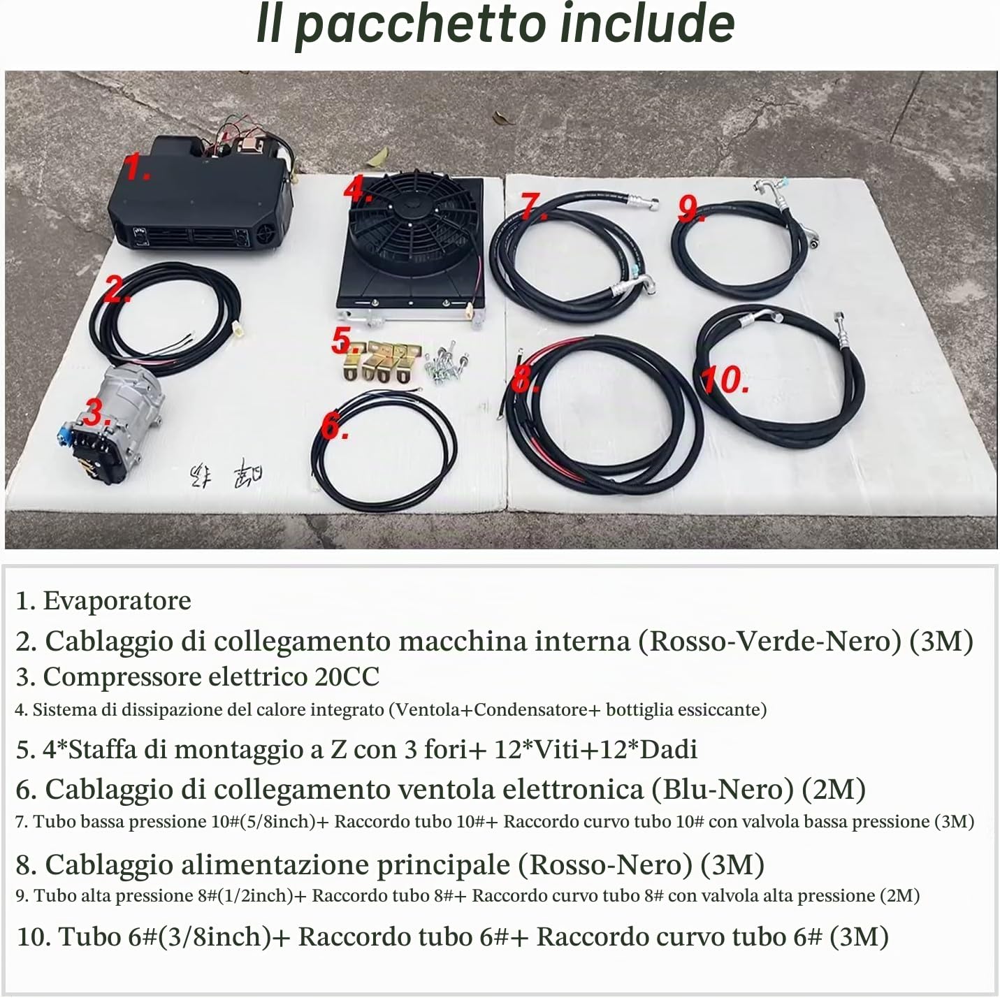 Kit condizionatore d'aria sotto il cruscotto per auto 12V – AC di raffreddamento universale per furgoni, camper, camion, motorhome, barche e autobus – Soluzione compatta per climatizzazione auto