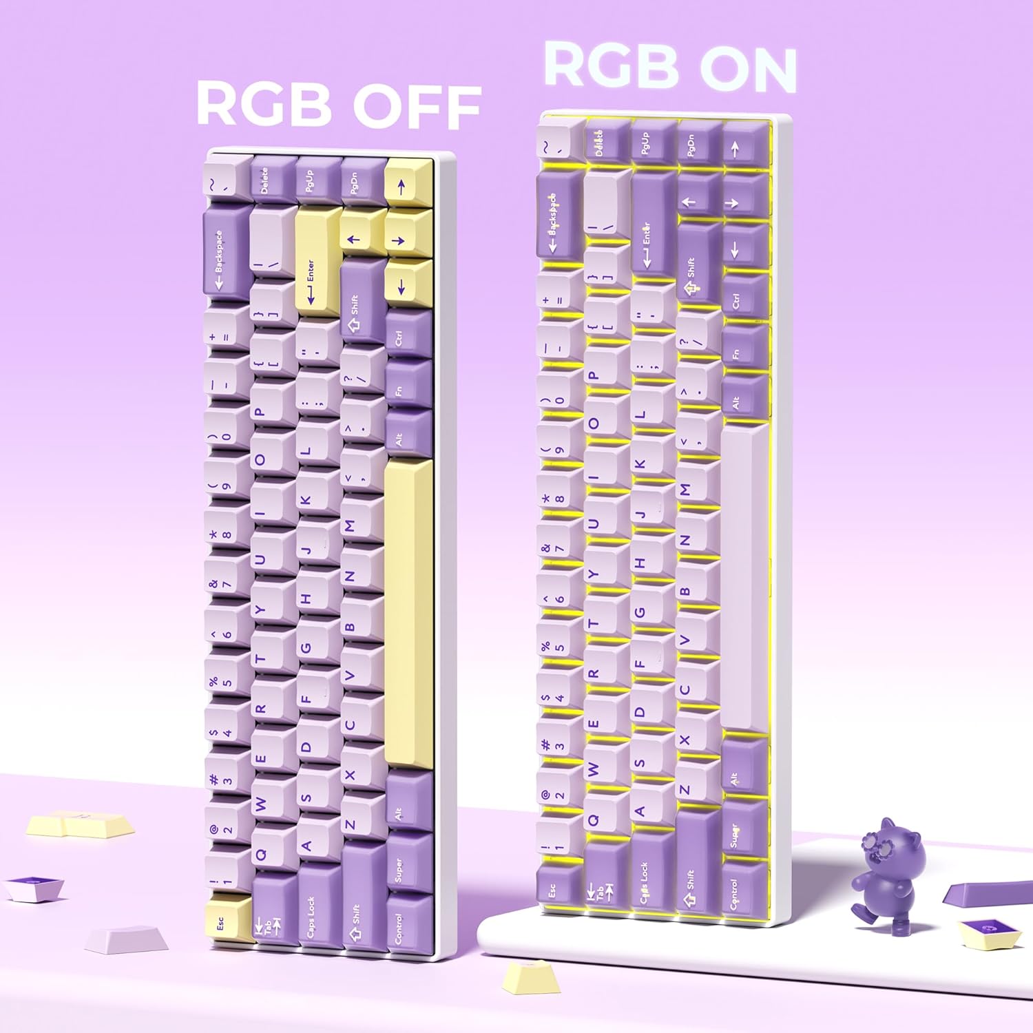 GMKWTL XVX Double Shot PBT Keycaps Set 216 Keys, Cherry Profile Custom Keyboard Keycaps, Jade Translucent Key caps Compatible with 61/64/68/84/87/100/104/108 ANSI and ISO Layout Mechanical Keyboard