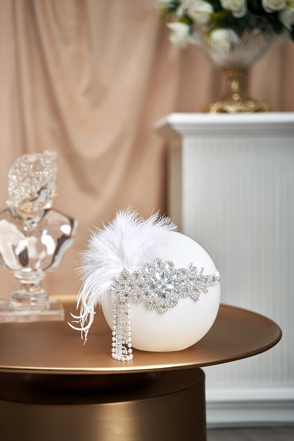 BABEYOND Women’s 1920s Headband Flapper Feather Headpiece with Chain Roaring 20s Gatsby Themed Party Hair Accessory - Image 2