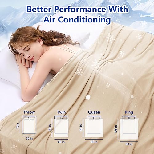 Miniatura 7 de Topcee - Manta refrescante (90"x90" tamaño Queen) para sudores nocturnos, absorbe el calor para mantener a los adultos frescos en noches cálidas