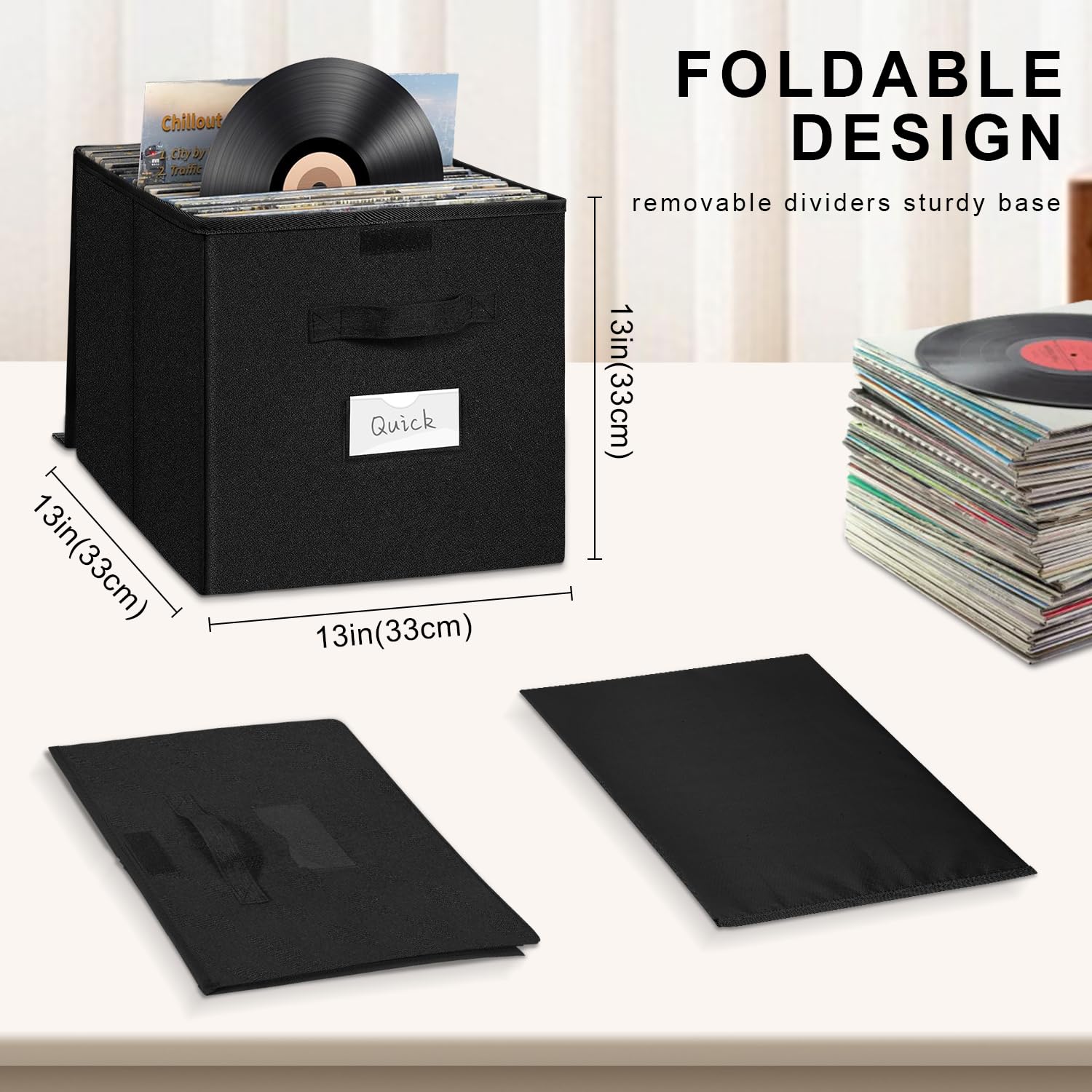 Caja de Almacenamiento para Discos de Vinilo LP 12 Pulgadas Capacidad 90 Discos
