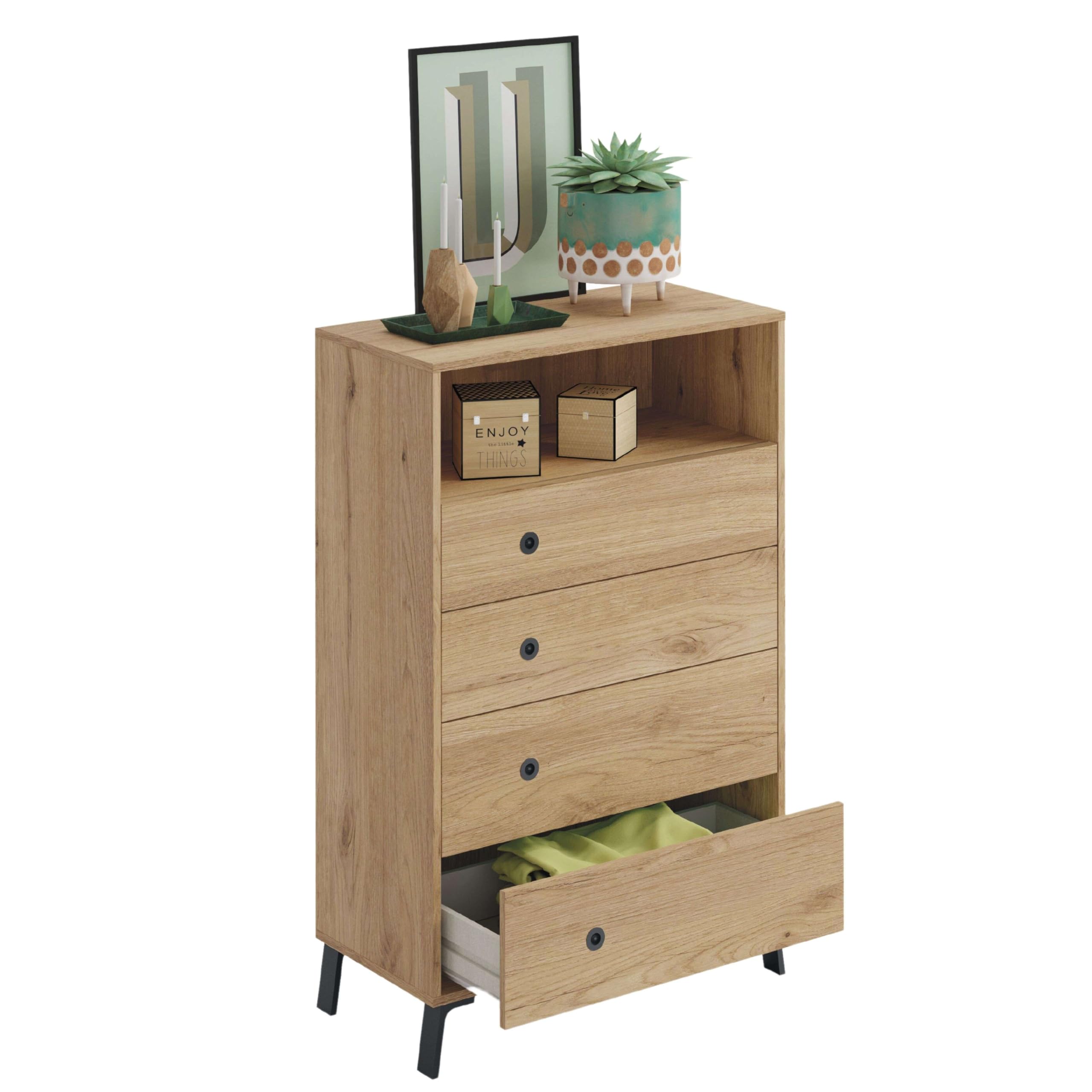 Miroytengo Dormitorio Camila Estilo Industrial Color Roble Gold y Negro Mate