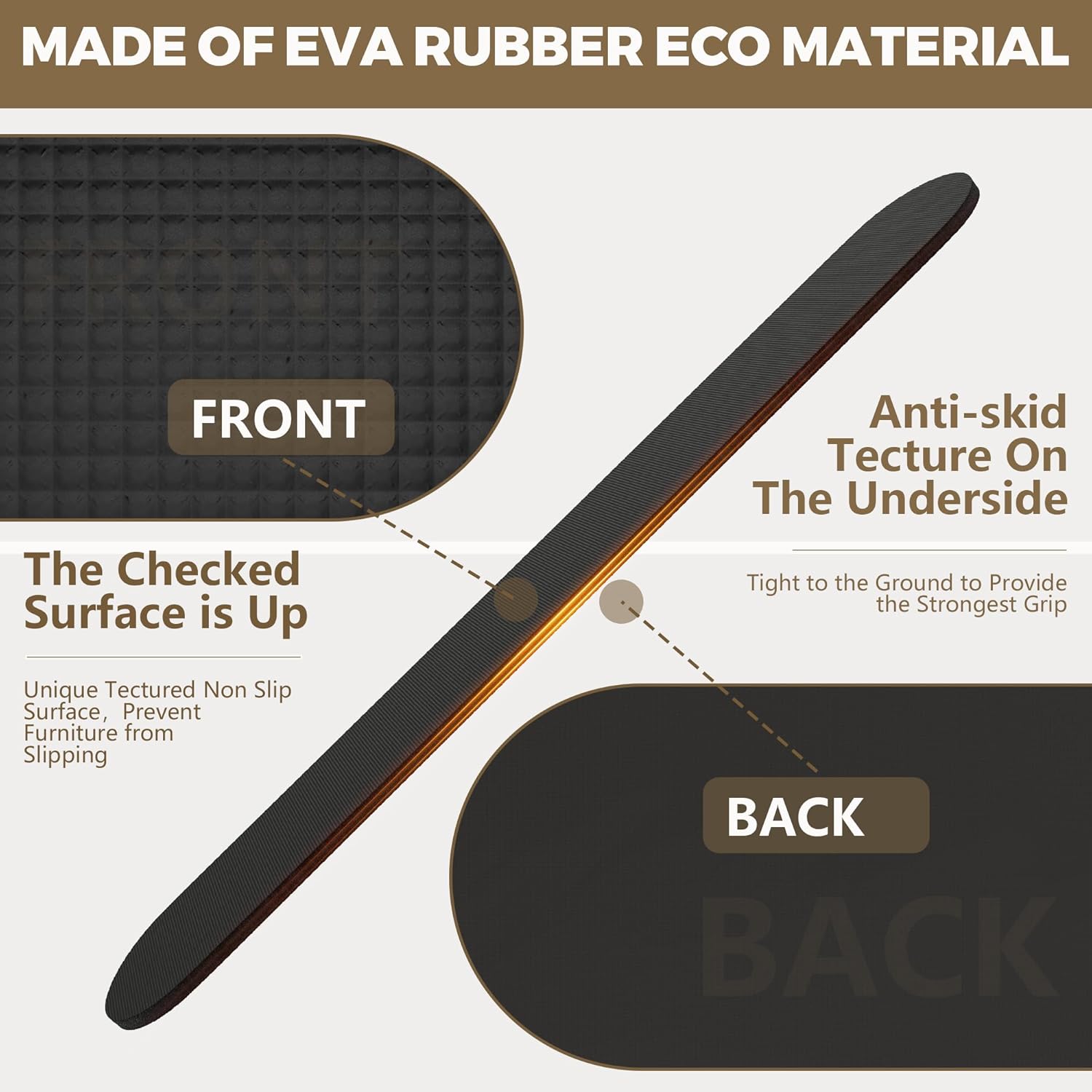 4 PCS 30Inch Non-Slip Furniture Rail Pads for Hardwood Floors, Recliner Non Slip Grippers, Recliner Floor Protector, Anti-Slip Furniture Pads Keeping Recliners Sofas Couches Chairs Furniture in Place