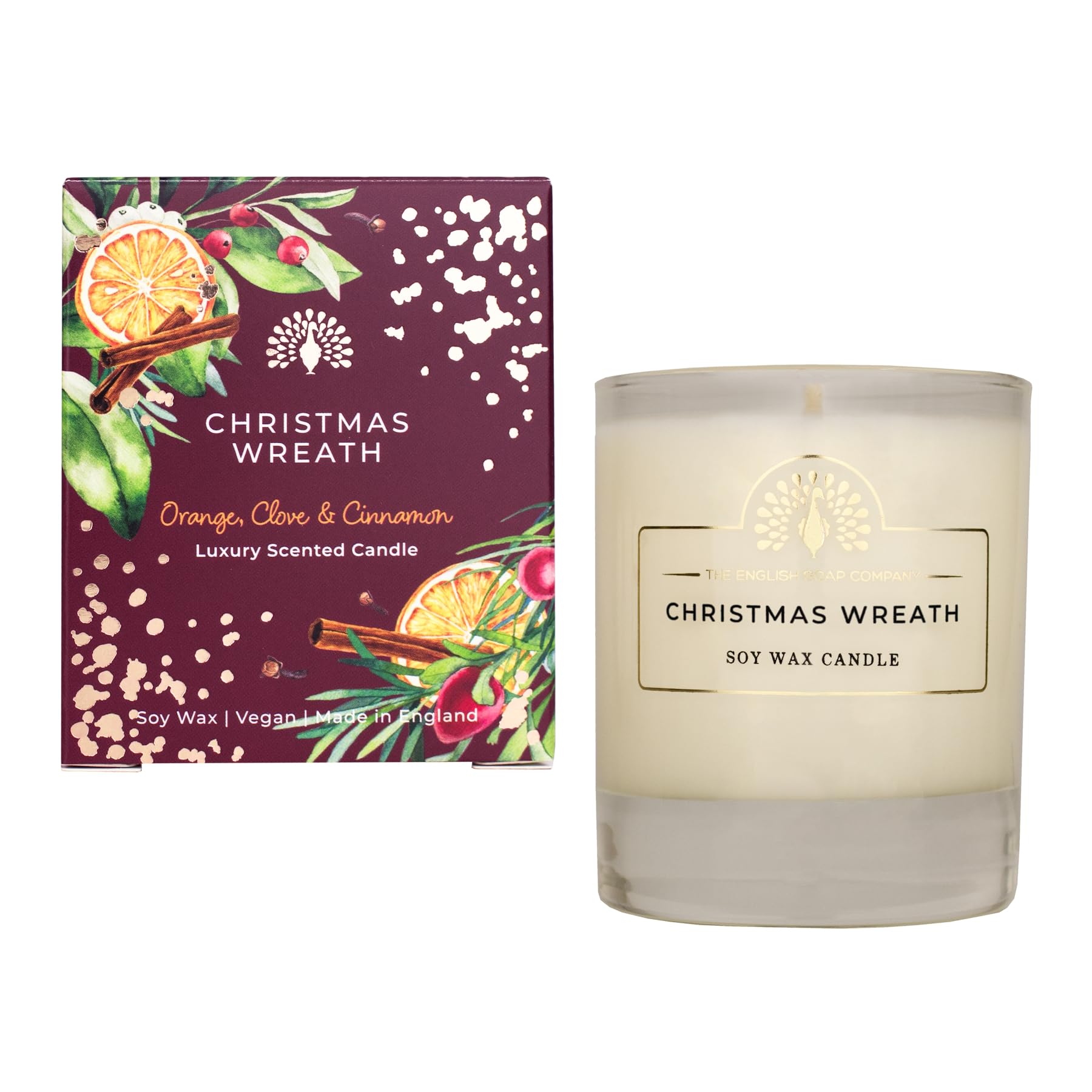 The English Soap Company Christmas Wreath Collection Scented Candle 170g