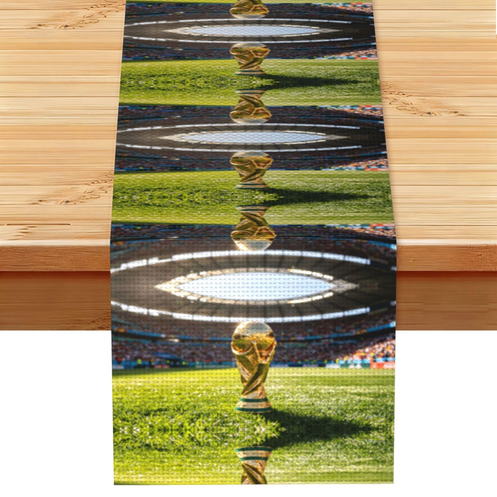 Stadium Trophy View Print Table Runner World Cup-Themed Dining Table Decor for Coffee Dining Table and More