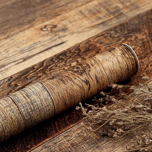 Miniatura 3 de TANONE Papel tapiz de madera para cubrir paredes, papel tapiz de madera con efecto listones de madera, papel adhesivo de madera extraíble