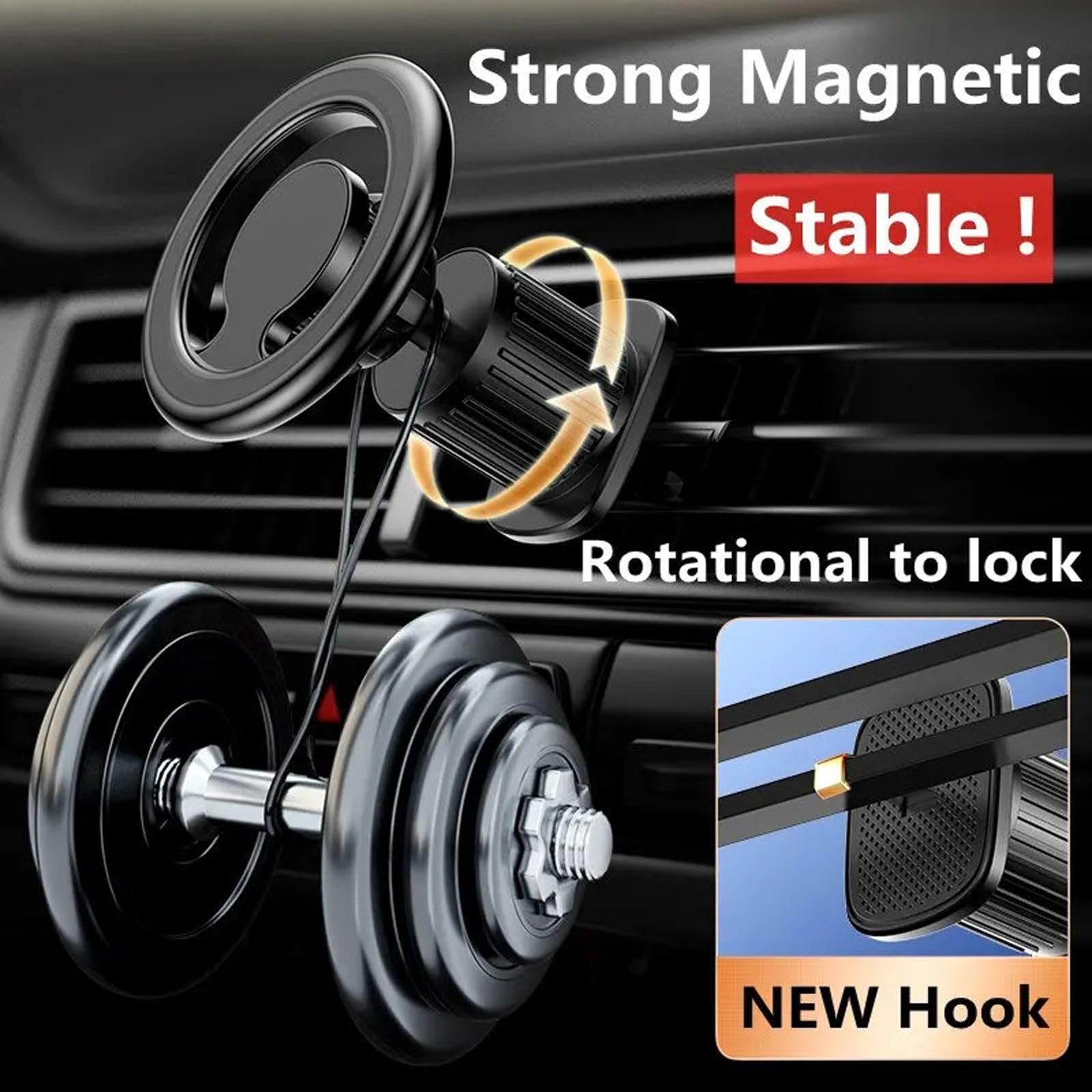 Magnetyczny uchwyt samochodowy na telefon Stojak Magnetyczny uchwyt mobilny w samochodzie, pasuje do Macsafe iPhone 15 14 13 12 Samsung Xiaomi