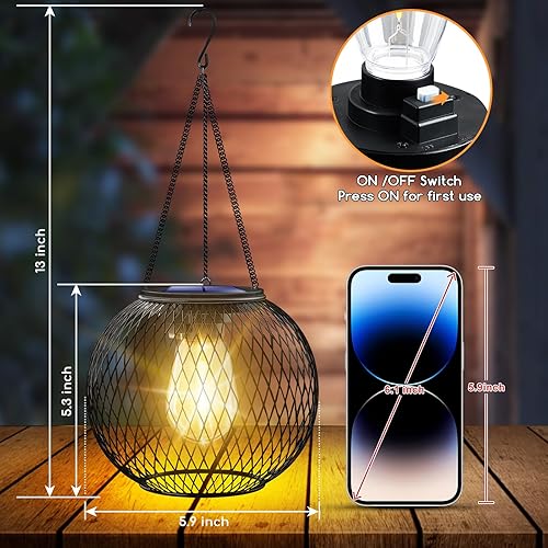 Miniatura 2 de UBright Faroles solares para exteriores, impermeables, de metal, para colgar en exteriores, faroles decorativos para jardín, patio, camino, paquete