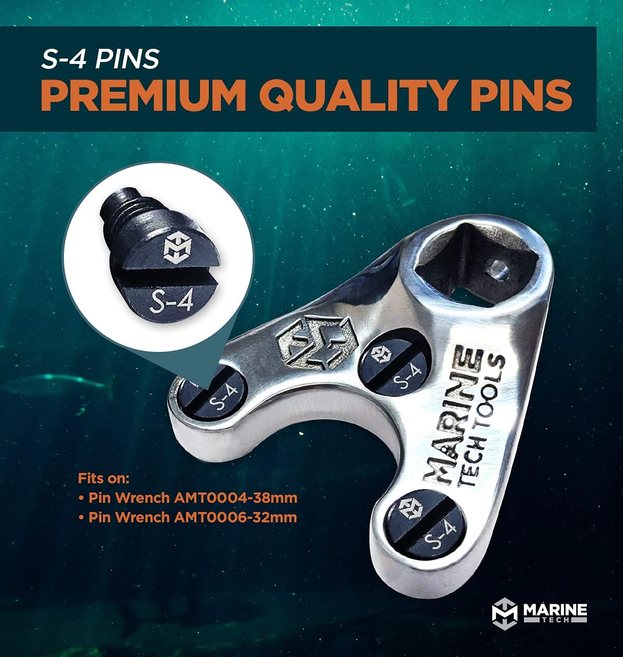 Marine Tech Tools S-4mm Replacement Pins AMT0005, 6 Pack, Hardened Steel | Small Pin Wrench Pins Compatible Yamaha, Honda, Evinrude, S-4mm Replacement Pins for AMT0006 32mm x 4mm Wrench