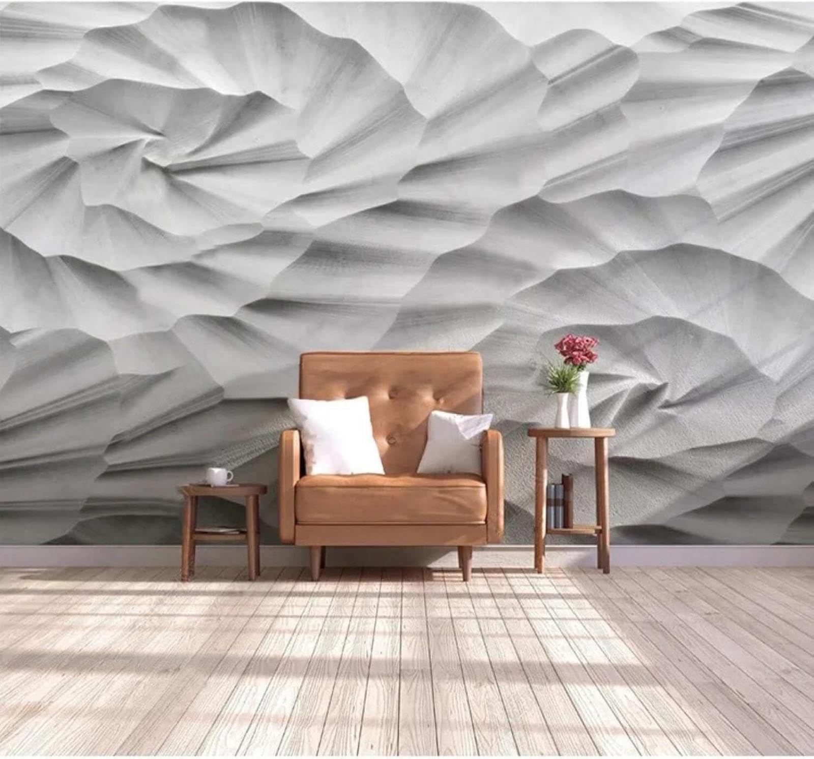 XLMING Creative Relief Geometric Stone Texture Unique 3D Wallpaper Silky Texture Home Study Office Grey Dining Room Sofa Bedroom Living Room TV Backdrop-350cm×256cm