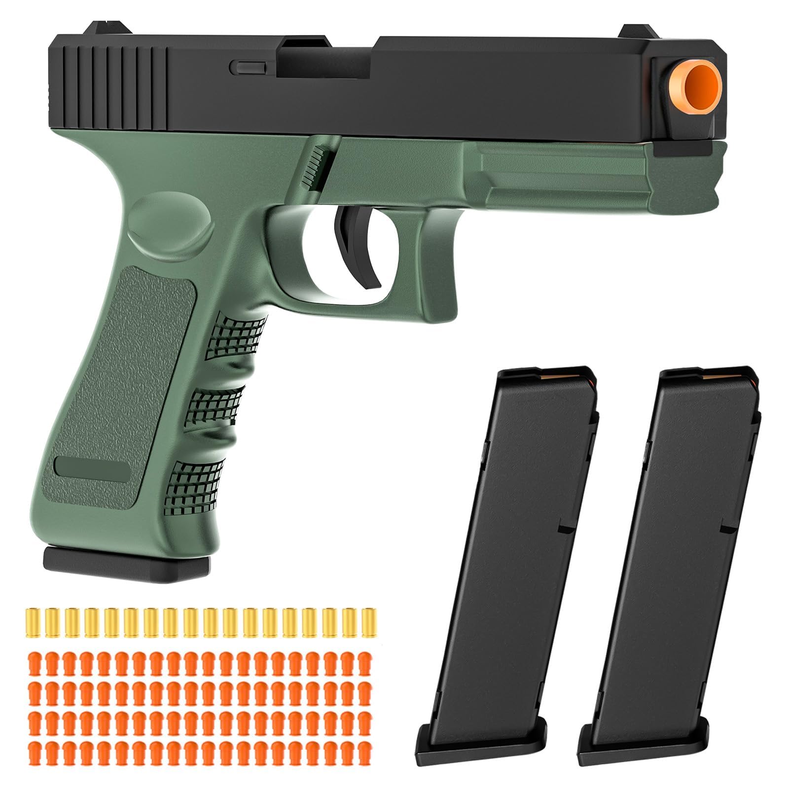 Stress Shot Toy Gun - Soft Bullet Toy Gun, Semi-Automatic Mode, Realistic Shell Ejecting Toy Guns, Birthday, Green