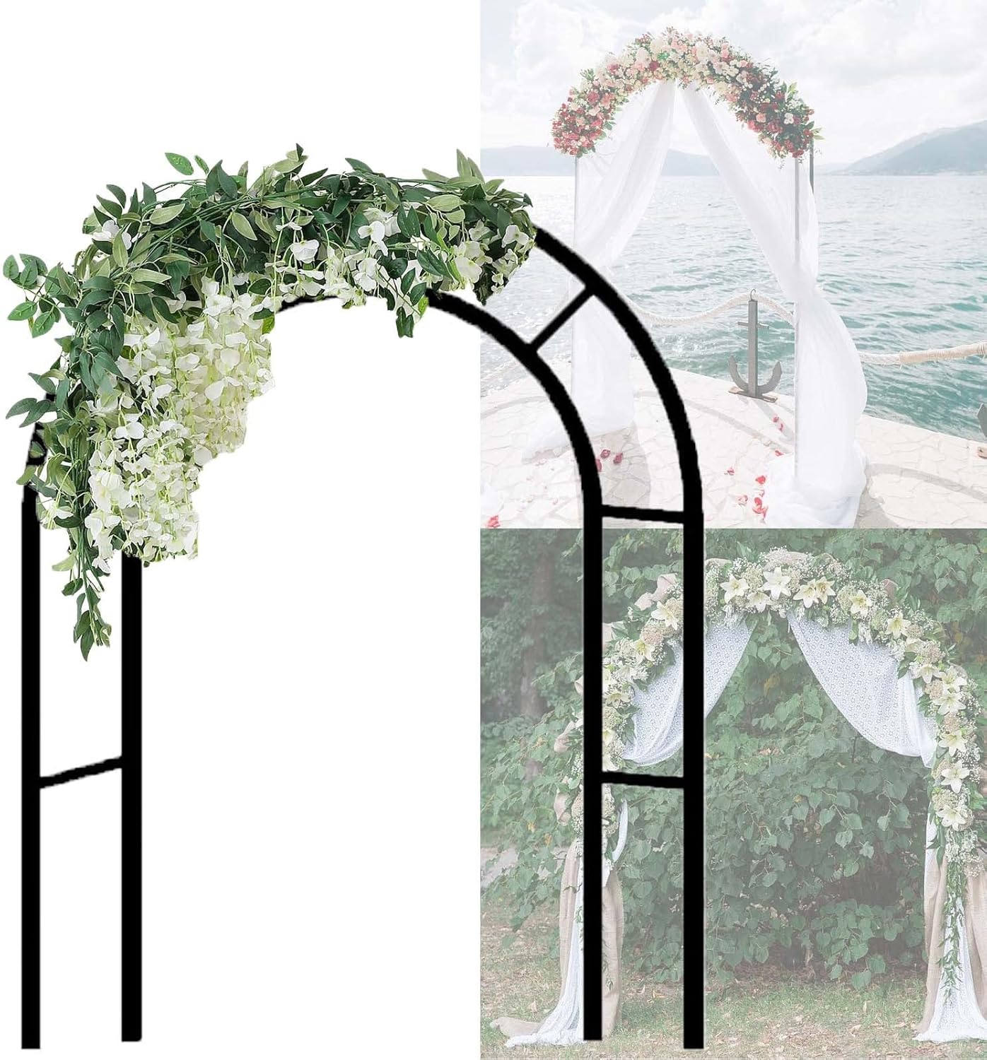 Wrought Iron Garden Arbor Arch,Outdoor Climbing Plants Arched Support,Outdoor Flower Garden Arch Trellis,Ideal for Garden Entrances and Wedding Party Decorations (Color : Green, Size : 180X220cm/70.