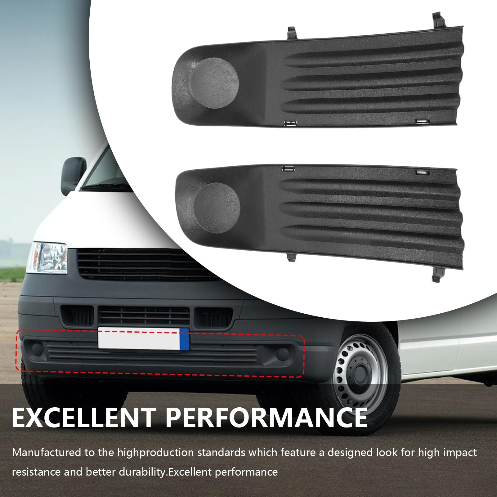 2Pcs Links Rechts Stoßstange Nebelscheinwerfer Grill für Transporter T5 2003-2009 Nebel Licht Abdeckung 7H0807490A 7H0807489C