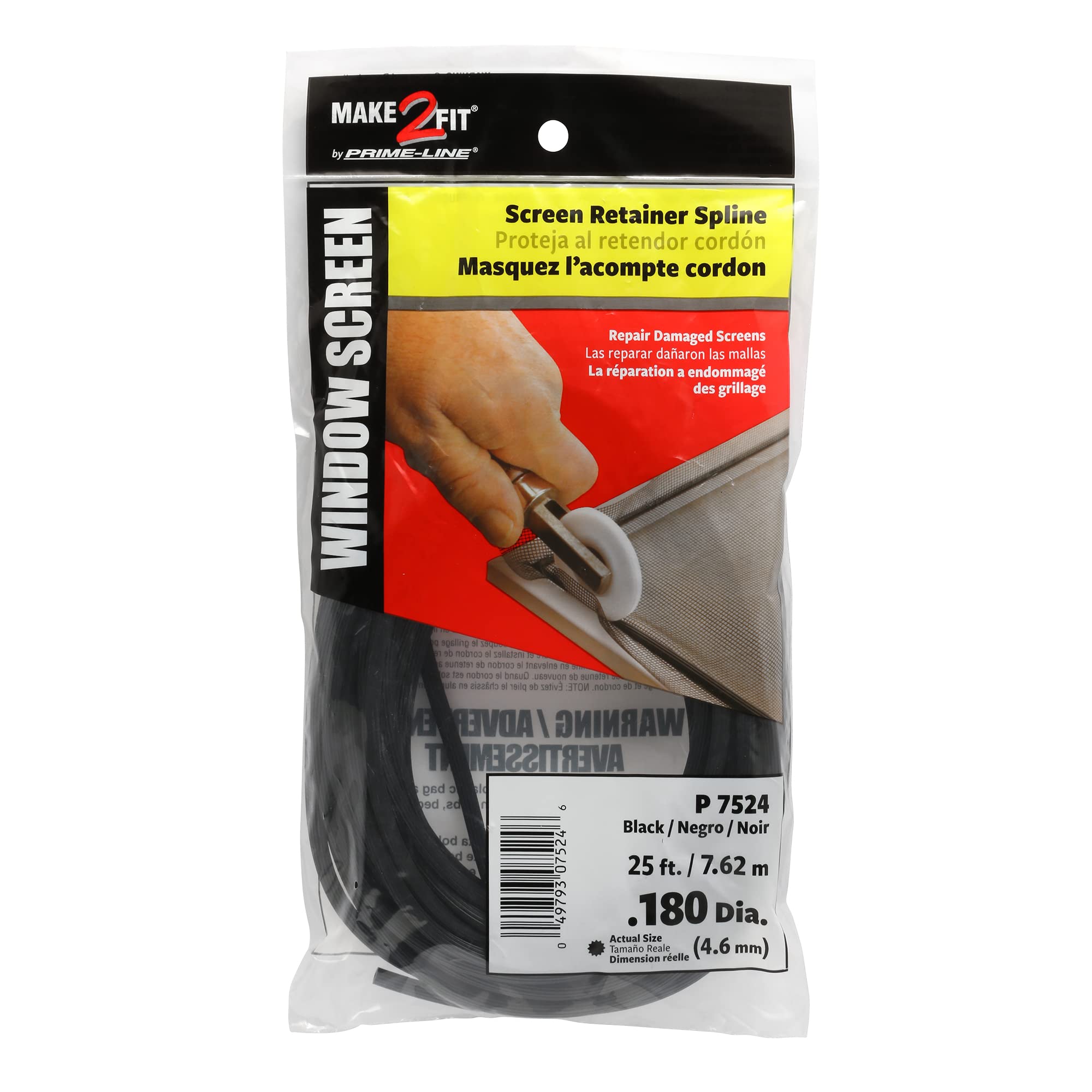 Evite mosquiteras sueltas con el retenedor spline Prime-Line P 7524 negro de .180" y 25'