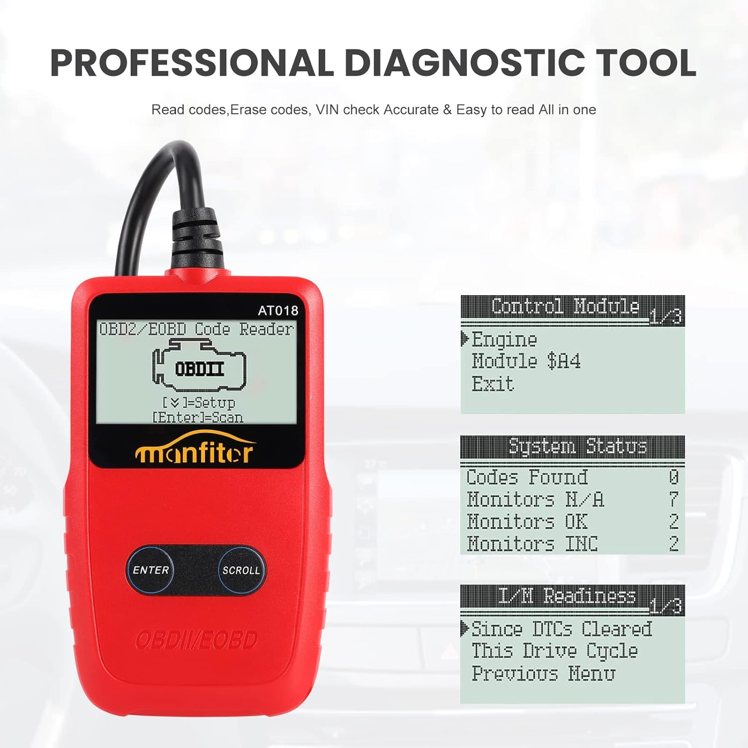 Buy Manfiter OBD2 Scanner Car Code Reader Turn Off Check Engine Light