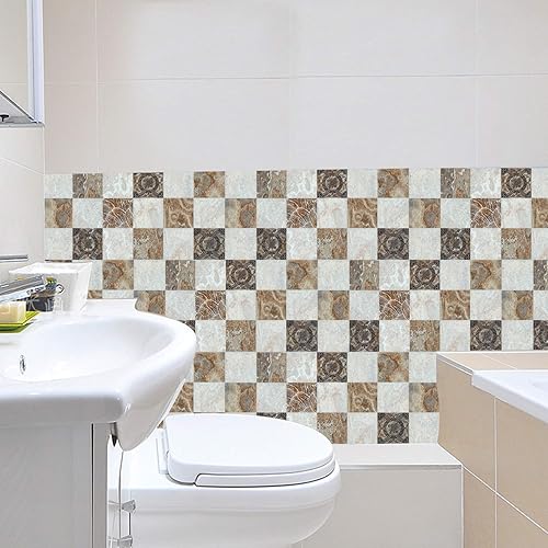 Miniatura 3 de Lukery Azulejo de despegar y pegar, impermeable, para cocina, azulejos de mosaico simples, autoadhesivos, azulejos de pared de PVC, calcomanías de