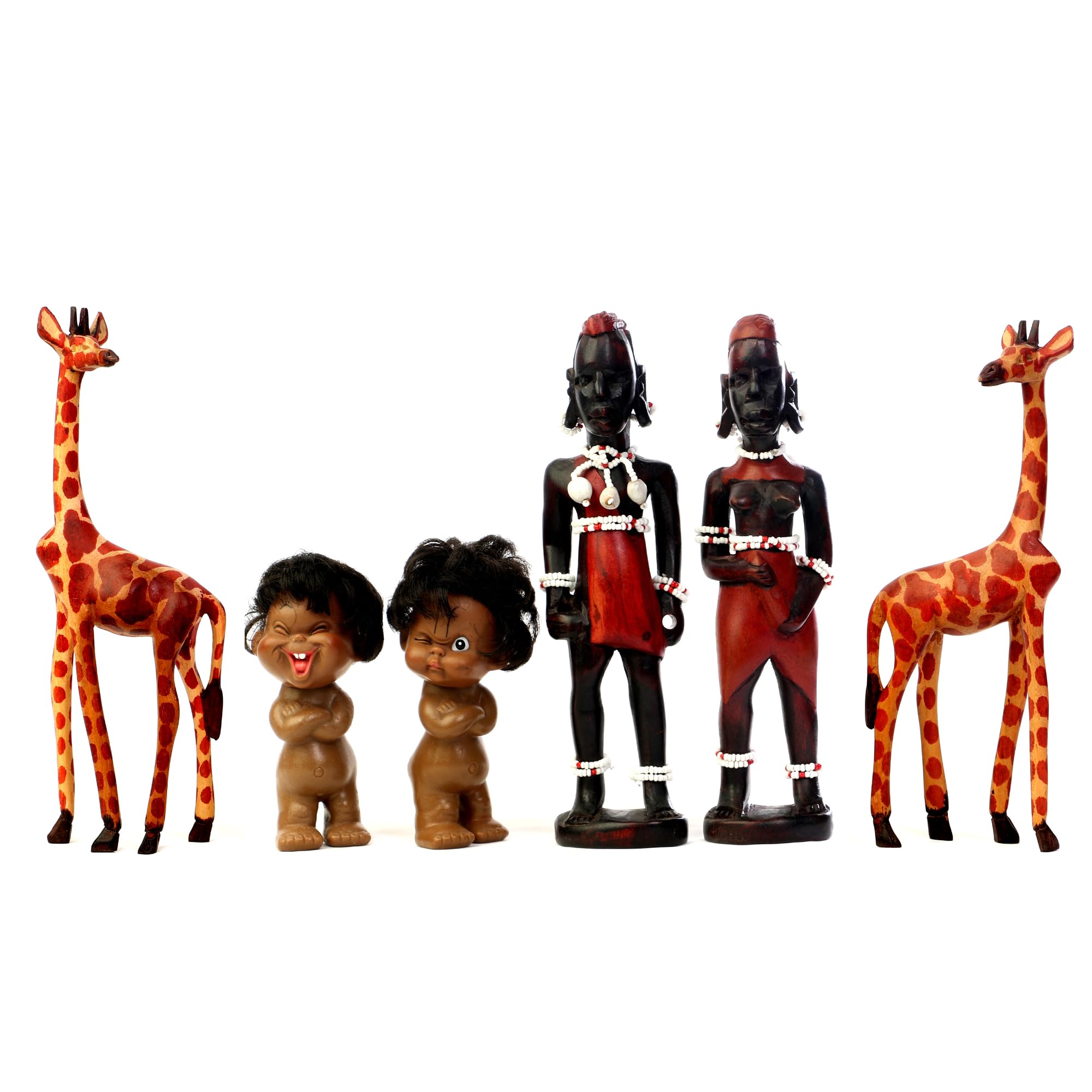 Magic TOYLAND African Family Action Figure Set – 6 Pcs with Parents, Kids & Giraffes – Perfect for Role Playing & Home/Office Décor