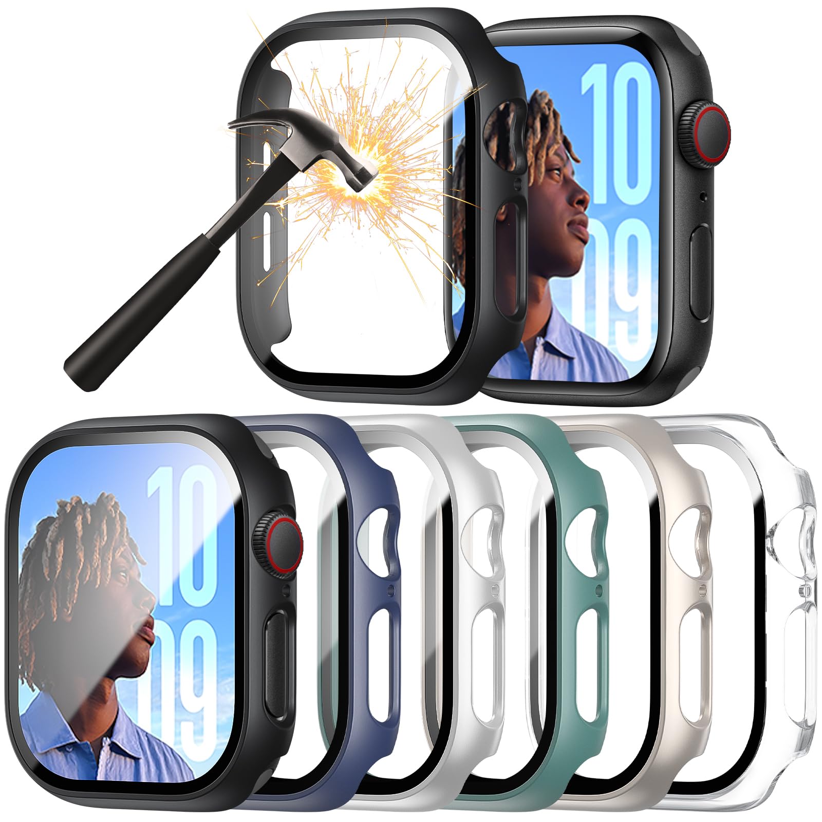 Custodia protettiva con pellicola protettiva compatibile con Apple Watch SE/6/5/4 40 mm,