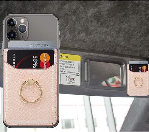 Miniatura 7 de BIAJIYA Tarjetero RFID de piel para teléfono con adhesivo de crédito, tarjetero adhesivo para mujeres y hombres, parte trasera del teléfono para la