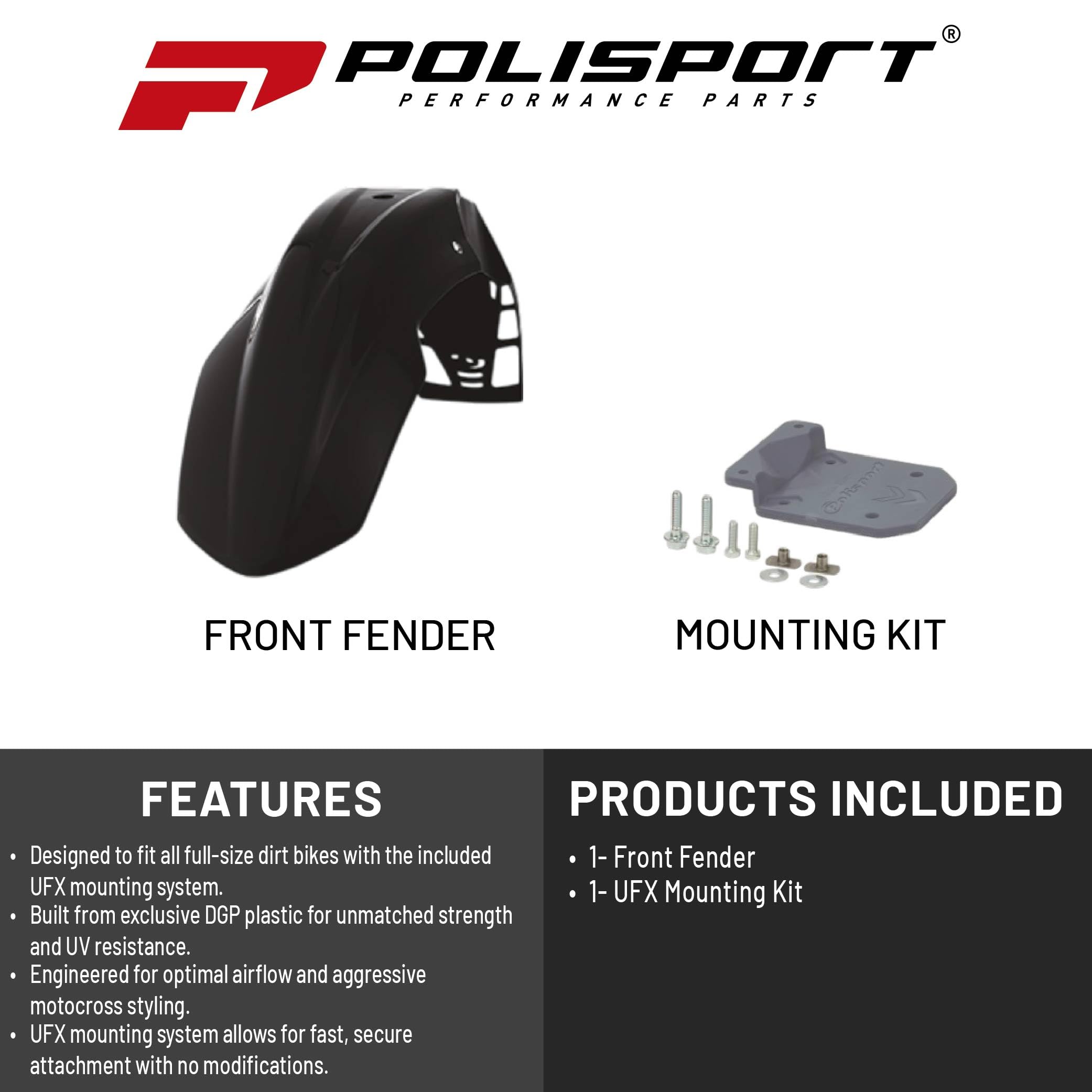 Polisport 8565200002 Freeflow - Guardabarros delantero, color negro