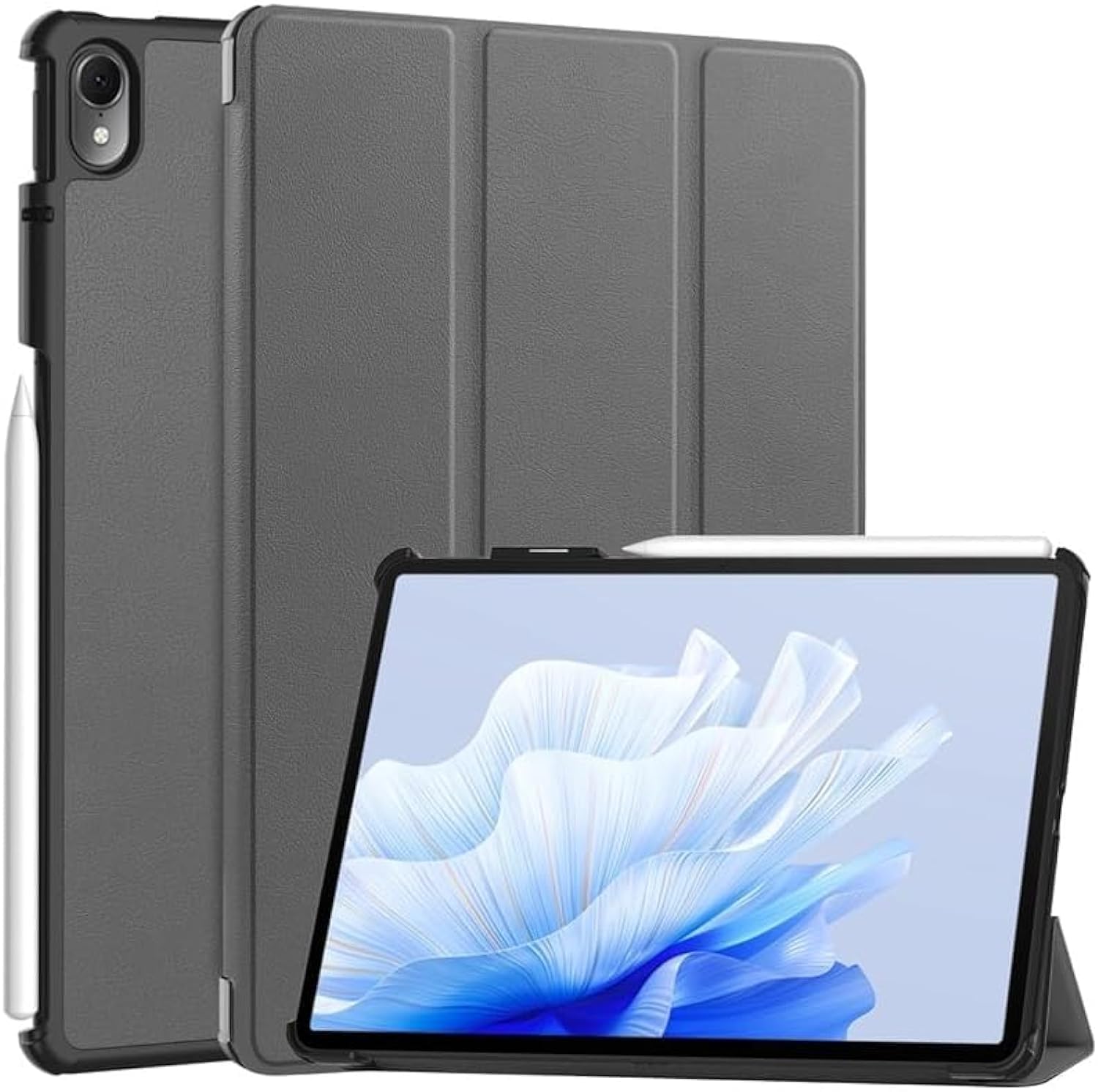 YIMICO Case for Huawei Matepad Air 11.5 inch 2023 Tri-Fold Smart Tablet Case,Hard PC Back Shell Slim Stand Folio Case Cover For Huawei Matepad Air 11.5 inch 2023 (Pen Not Included) (Gray)