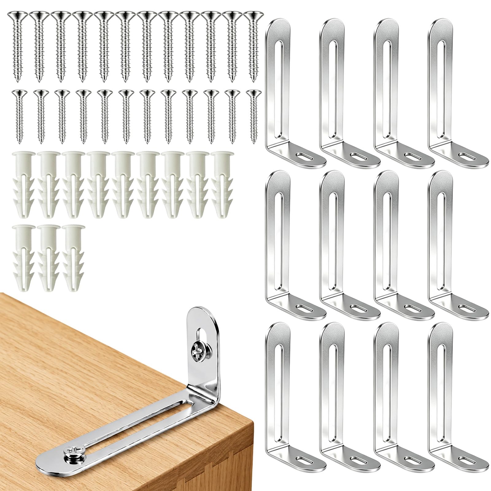 Thhiit 12 Pack Furniture Wall Anchor Anti Tip Wardrobe Safety Fixing