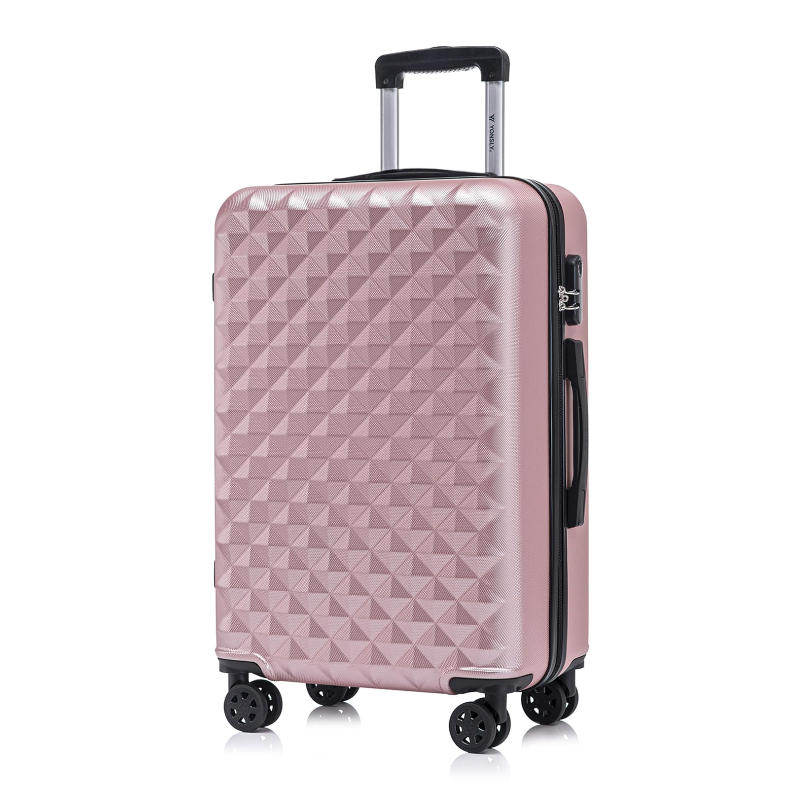 YONSLY Trolley Koffer Set, Reisekoffer, Rollkoffer Handgepäck, Kabinkoffer Suitcase, Gepäckset mit 360° Rollen, Hartschalenreisekoffer, Zahlenschloss, Gummigriff