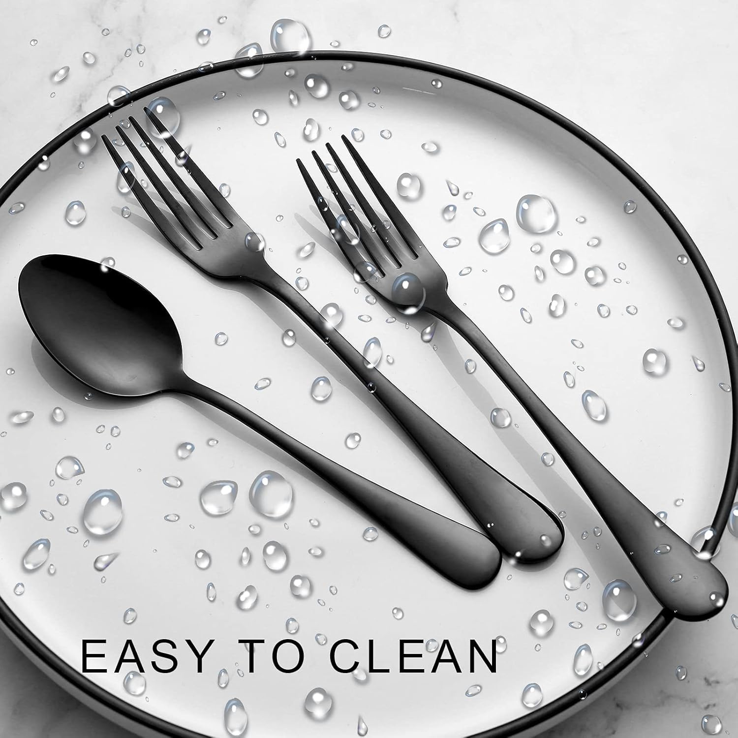 12-Piece Black Dinner Forks, Forks Silverware (8 inches), Food Grade Stainless Steel Flatware Fork, Mirror Polished & Dishwasher Safe, Using for Home, Restaurant or Kitchen, Black — Amazon image 4