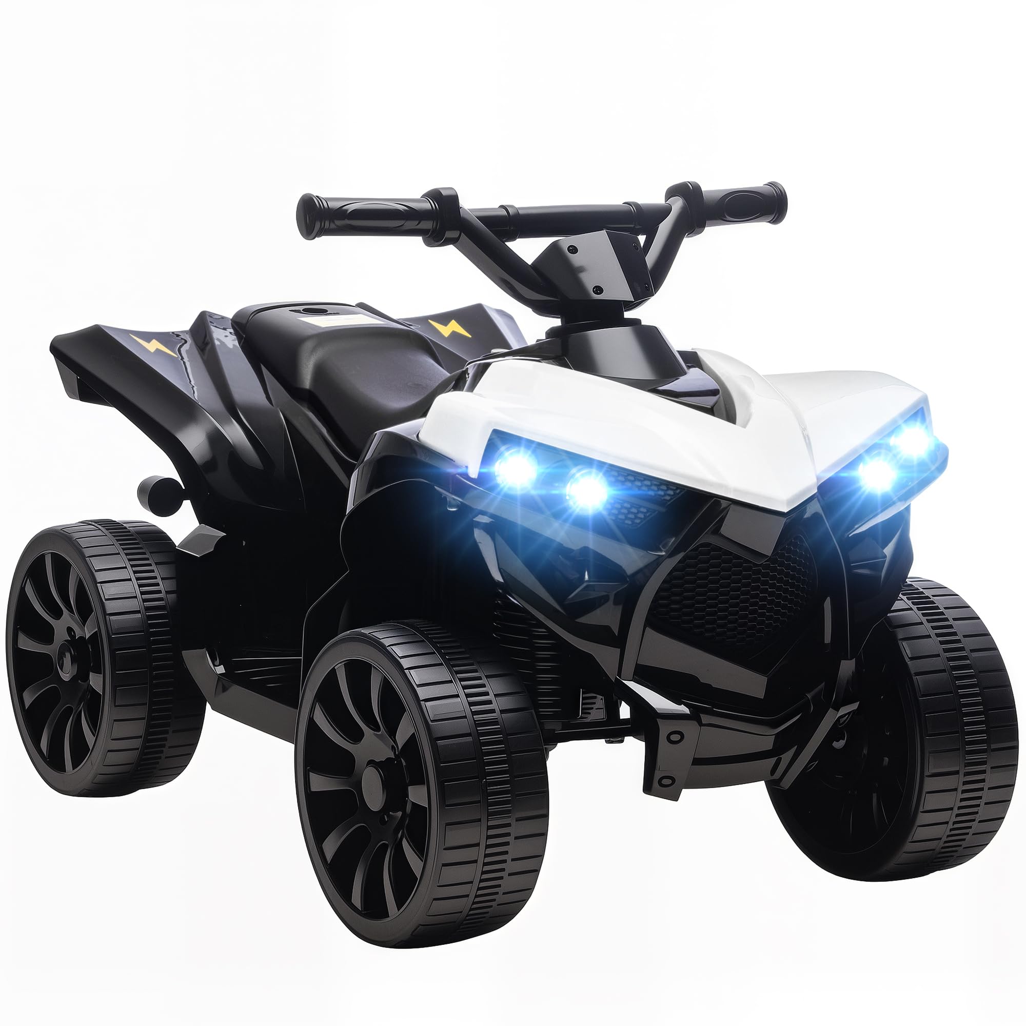 AIYAPLAY Quad Elettrico per Bambini ATV con Batteria Ricaricabile 6V, Moto per Bambini con Fari LED e Musica, per Interni ed Esterni, Età 37-72 Mesi, Bianco