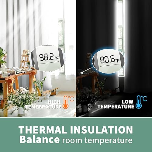 Miniatura 4 de QUEMAS Cortinas opacas blancas puras para dormitorio con forro blanco, cortinas de oscurecimiento de habitación completas para un sueño de calidad,