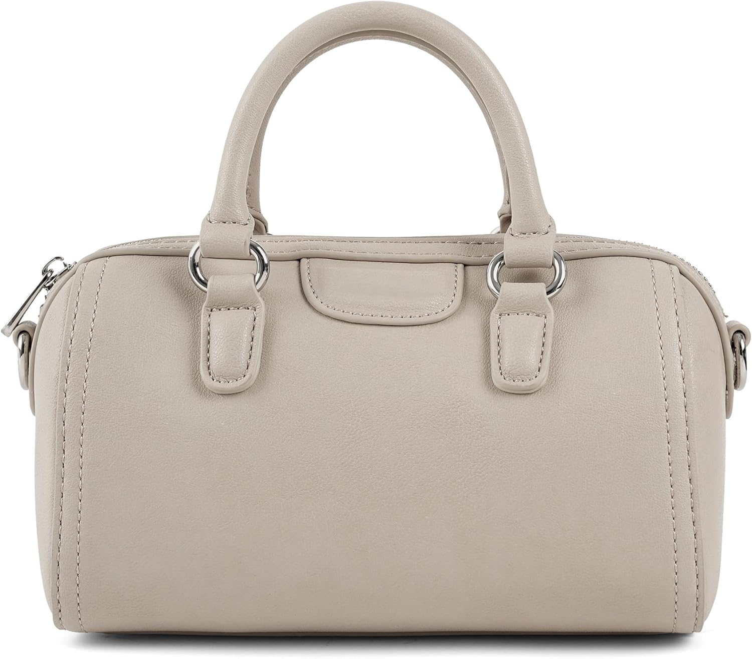 Mini Barrel Top Handle Bag for Women, Vegan Leather Crossbody Satchel with Adjustable Strap, Trendy Handbag