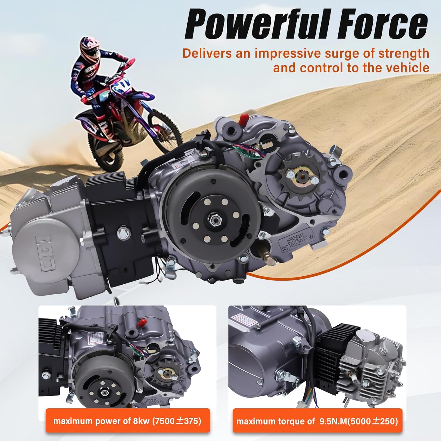 140CC 4-Stroke Horizontal Racing Engine, Kick Starter Single-Cylinder Horizontal Motorcycle Dirt Bike Motor Pitbike 4 Speed Manual Clutch Carburetor for CRF50 CRF70 XR50 XR70 Z50 Z50R